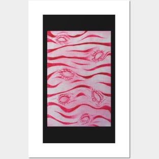 waves eyes pattern engraving Posters and Art